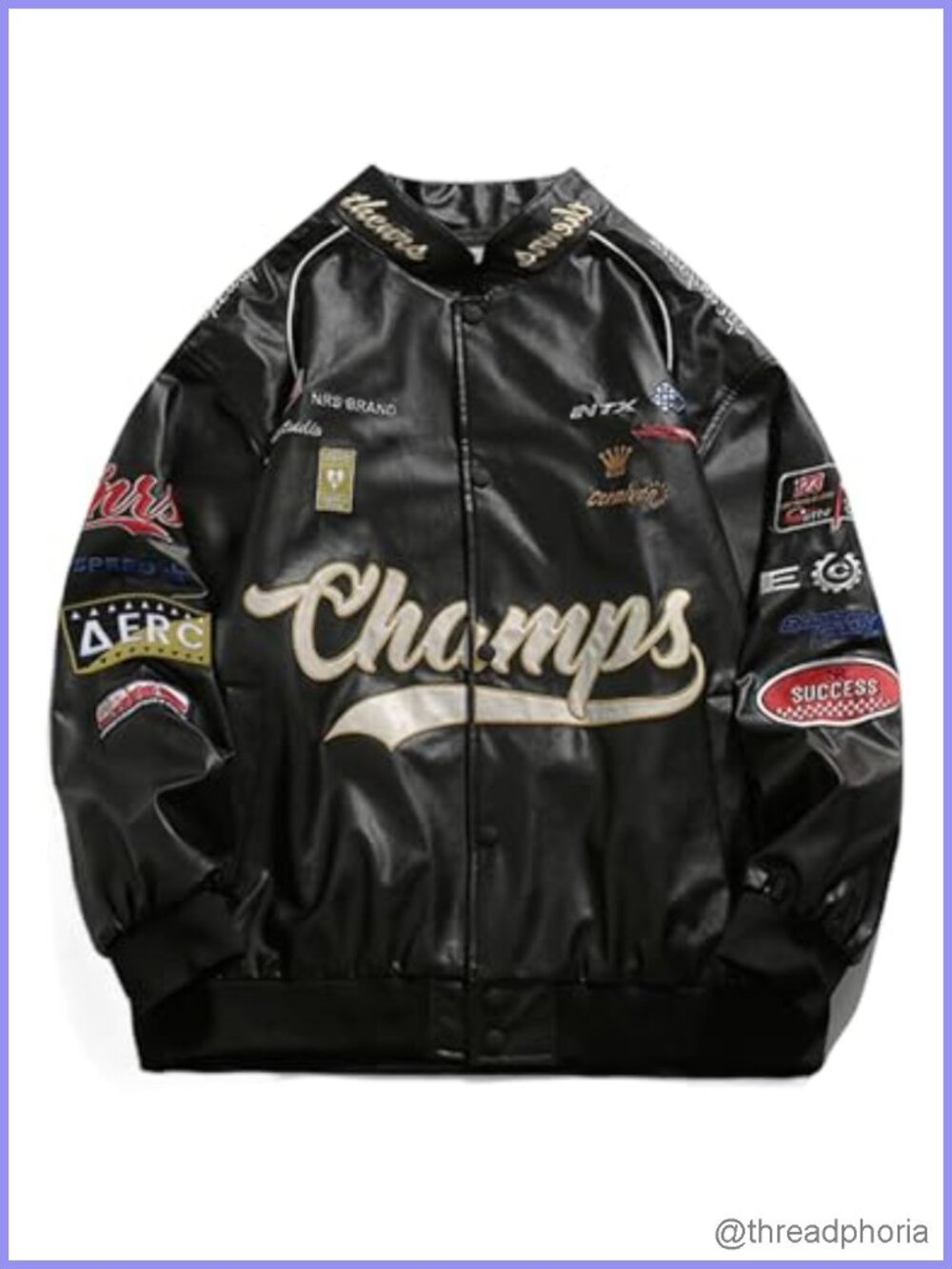 Aelfric Eden Faux Leather Racing Jacket Oversized Motorcycle Biker Racer